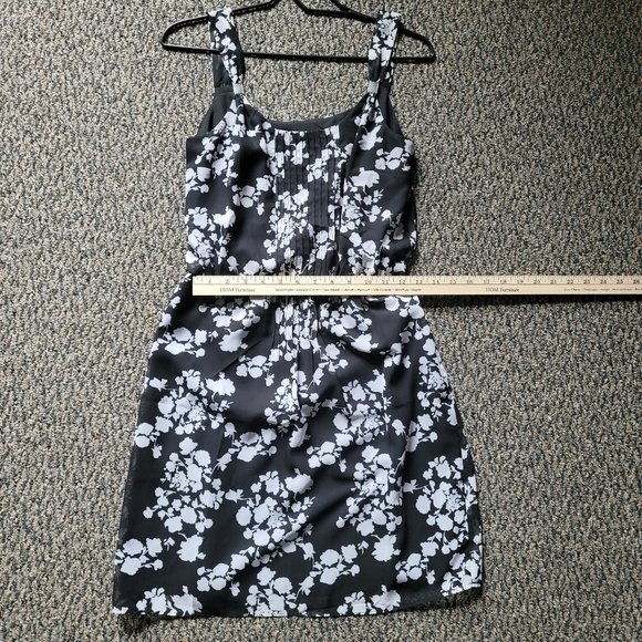White House Black Market Summer Dress Size 2 Black and White Floral Dress - Picture 8 of 16